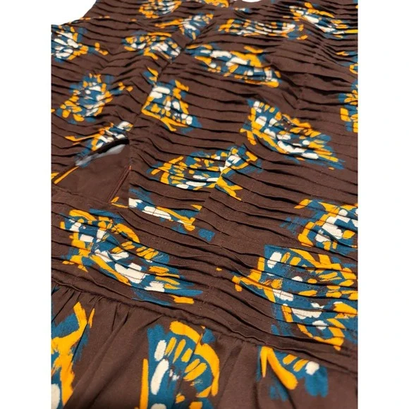 Atelier 1756 Brown Orange Butterfly Smocked Cutout Mini Cotton Dress XL NWT - Picture 13 of 13